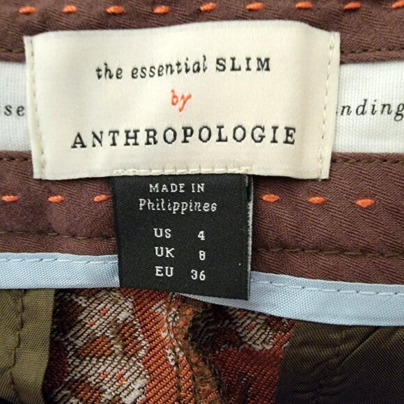 Anthropologie Red and Brown Straight Leg Pants - Picture 9 of 16